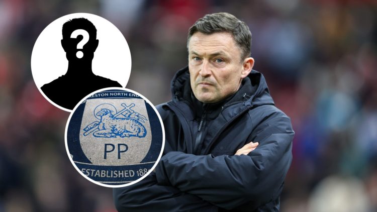 Preston North End manager Paul Heckingbottom watches during a Championship match against Sunderland, and inset, a Preston North End FC badge, and a...