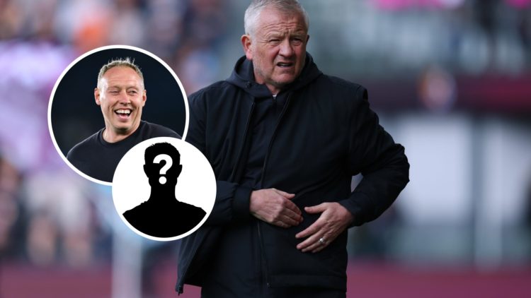 Sheffield United manager Chris Wilder. Inset, Steve Cooper and mystery graphic.