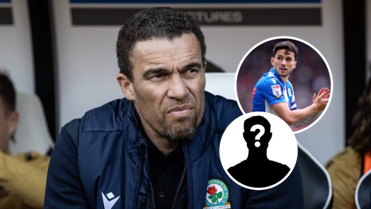 Blackburn Rovers manager Valerien Ismael. Inset, Lewis Travis and mystery player graphic.