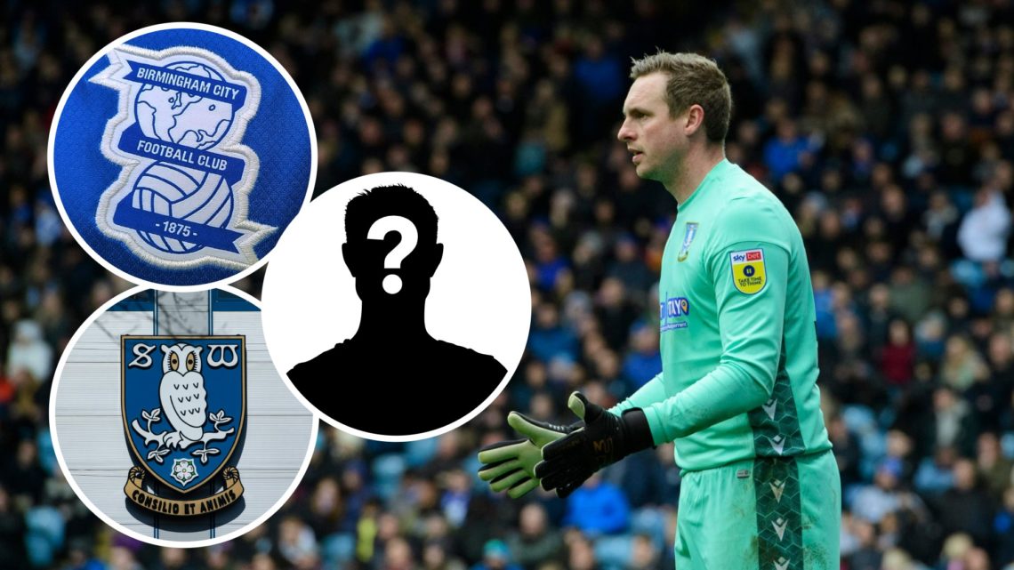 Sheffield Wednesday's David Stockdale during the Sky Bet League One between Sheffield Wednesday and Lincoln City. Inset, Birmingham City badge. Ins...