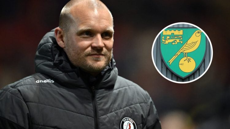 Bristol City Manager Liam Manning looks on prior to the Sky Bet Championship match between Bristol City FC and Stoke City FC. Inset, Norwich City b...