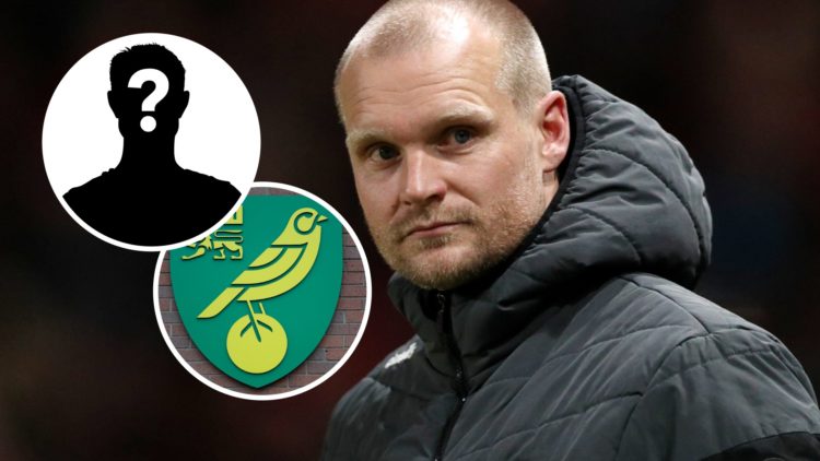Norwich City manager Liam Manning during time as Bristol City boss. Inset, the Norwich City FC badge and a mystery player