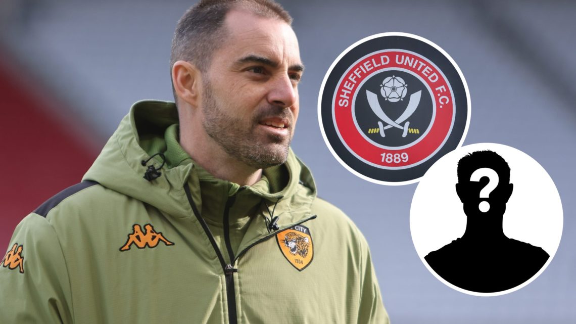 Hull City Manager Ruben Selles is present during the Sky Bet Championship match between Sunderland and Hull City. Inset, Sheffield United badge. In...