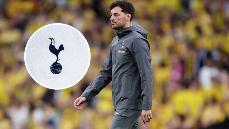 Ryan Mason during his time at Tottenham Hotspur. Inset, Spurs badge.