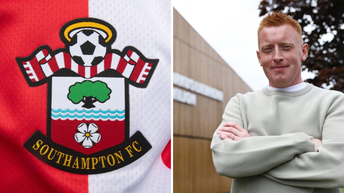 A detailed view of a Southampton crest is seen prior to the pre-season friendly match between Millwall and Southampton. Southampton announce Will S...