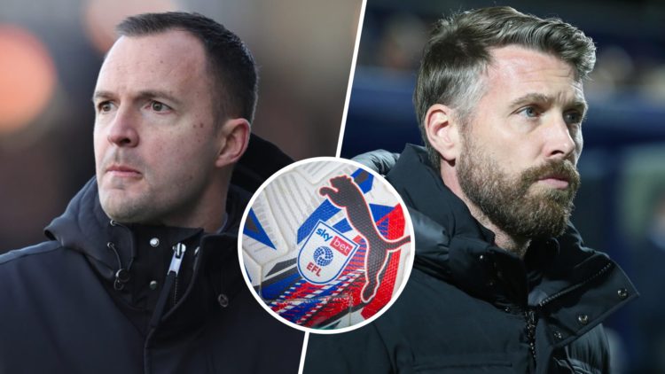 Split image of Chris Davies (L) and Rob Edwards (R) with EFL football inset.
