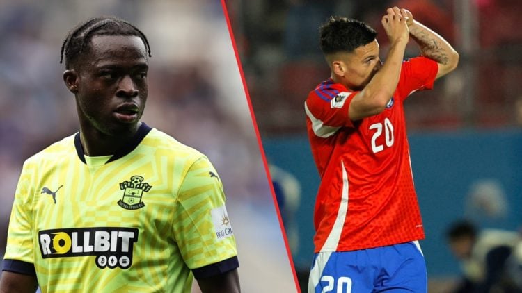 Split image showing Southampton winger Kamaldeen Sulemana and Chile international Lucas Cepeda