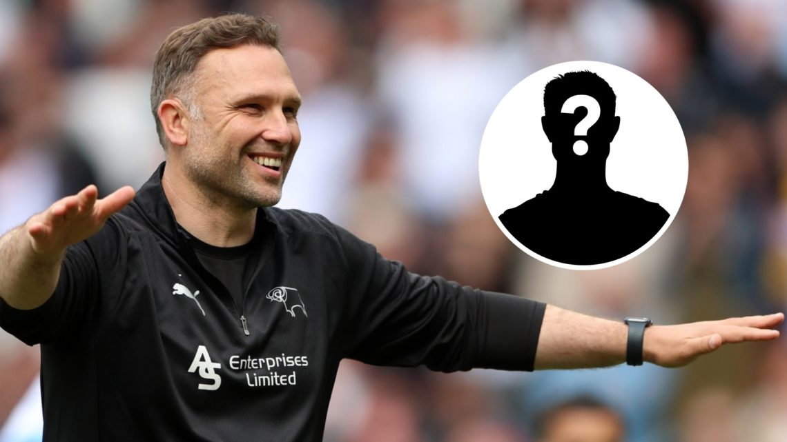 John Eustace, Manager of Derby County, celebrates avoiding relegation after Derby County draw 0-0 with Stoke City