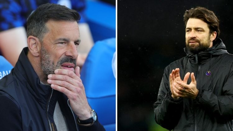 Ruud van Nistelrooy Manager of Leicester City looks disappointed and dejected during the Premier League match between Brighton and Hove Albion FC a...