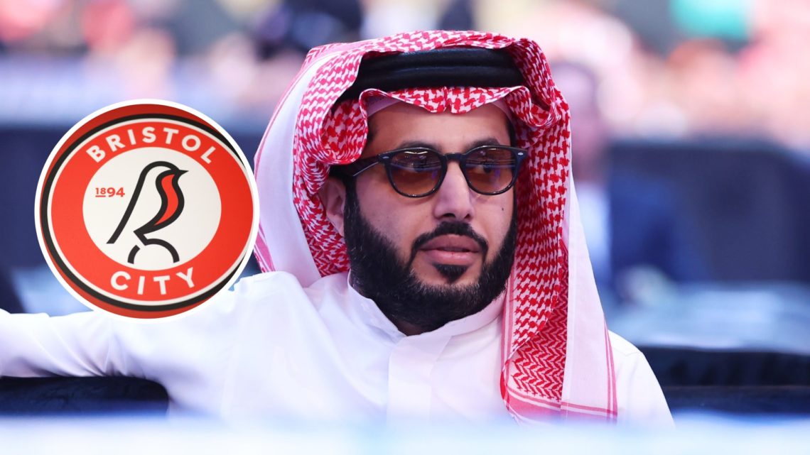 Saudi businessman Turki Alalshikh. Inset, Bristol City badge.
