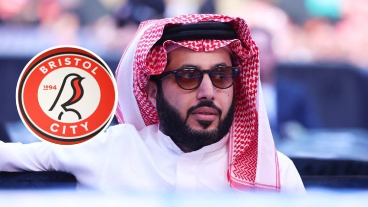 Saudi businessman Turki Alalshikh. Inset, Bristol City badge.