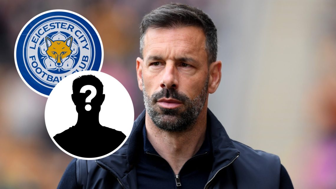 Leicester City manager Ruud Van Nistelrooy before a Premier League campaign. Inset, the Leicester City FC badge and a mystery player