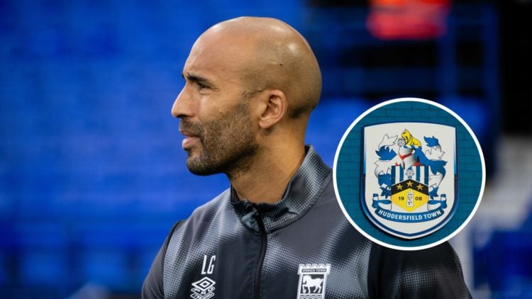 Lee Grant during his time at Ipswich Town. Inset, Huddersfield Town badge.