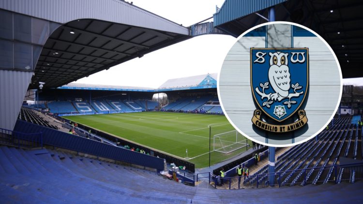 General view of Hillsborough Stadium. Overlaid, the Sheffield Wednesday FC badge