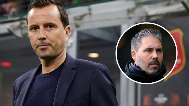 Head Coach Julien Stephan of Stade Rennais FC looks on during the UEFA Europa League 2023/24 Knockout Round Play-offs First Leg match between AC Mi...