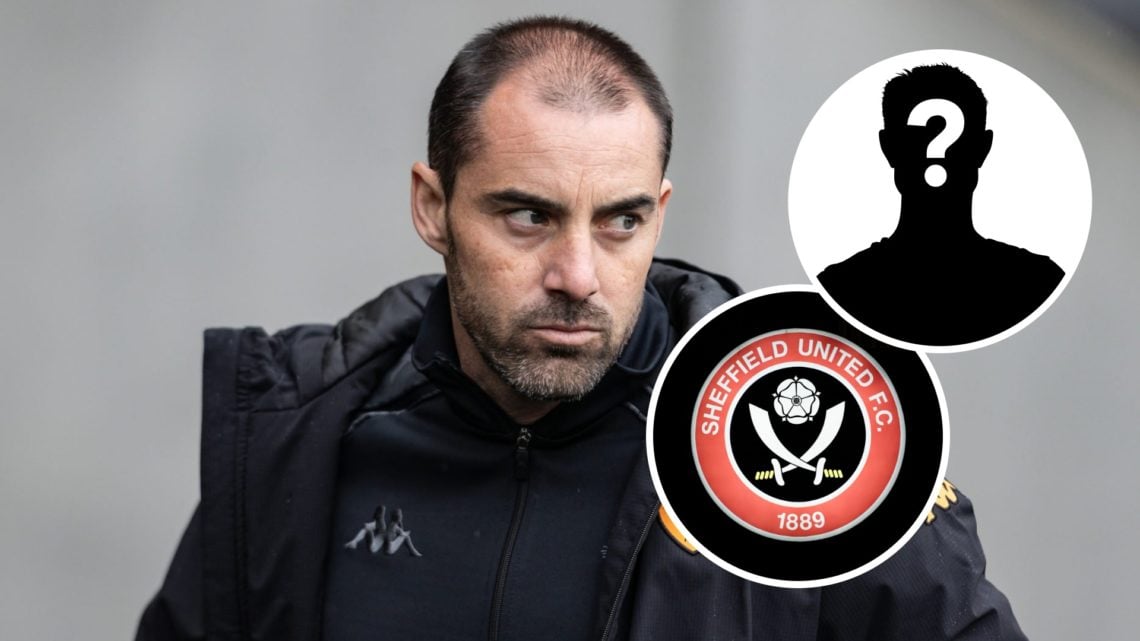 Sheffield United manager Ruben Selles during time as Hull City FC manager. Overlaid, the Sheffield United FC logo and a mystery player