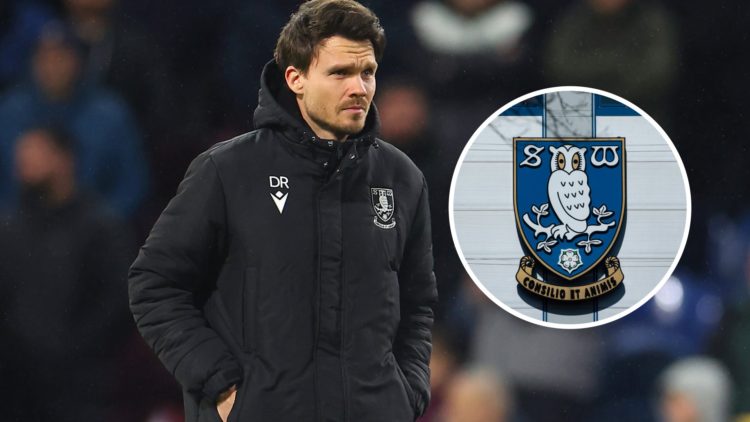 Sheffield Wednesday manager Danny Rohl. Inset, Sheffield Wednesday badge.