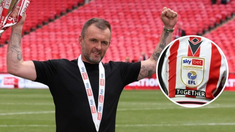 Nathan Jones, Head Coach of Charlton Athletic, celebrates with the League One Play-off Final Trophy after his team's victory in the Sky Bet League ...