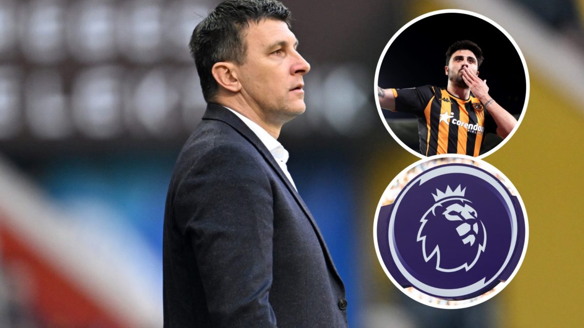 An image of Sergej Jakirovic with an inset of Ozan Tufan and the Premier League badge
