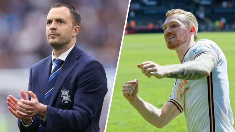 Chris Davies manager / head coach of Birmingham City applauds after the Vertu EFL Trophy Final match between Birmingham City and Peterborough Unite...