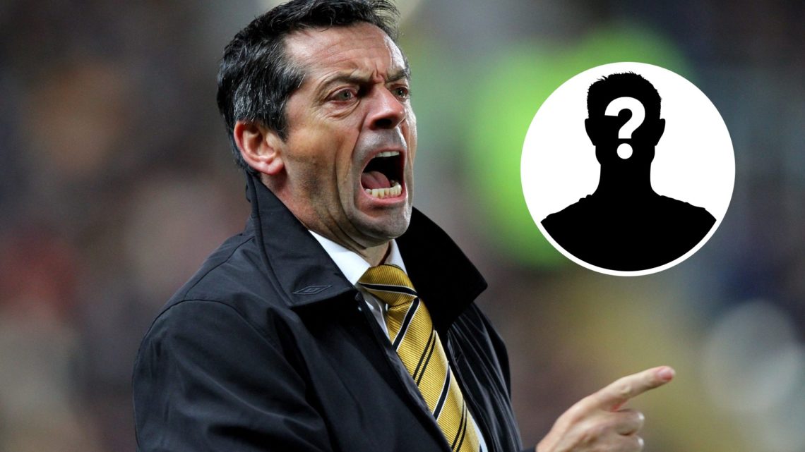 Hull City manager Phil Brown shouts instructions at his players, an inset of a mystery man
