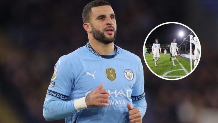 An image of Manchester City defender Kyle Walker with an inset of Tommy Doyle