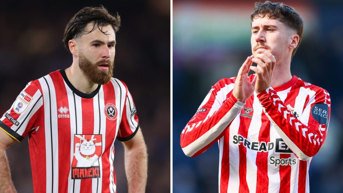 Sheffield United forward Ben Brereton Diaz and Sunderland defender Trai Hume in the 24/25 Championship