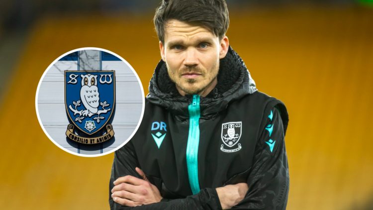 Sheffield Wednesday manager Danny Rohl. Inset, Sheffield Wednesday badge.