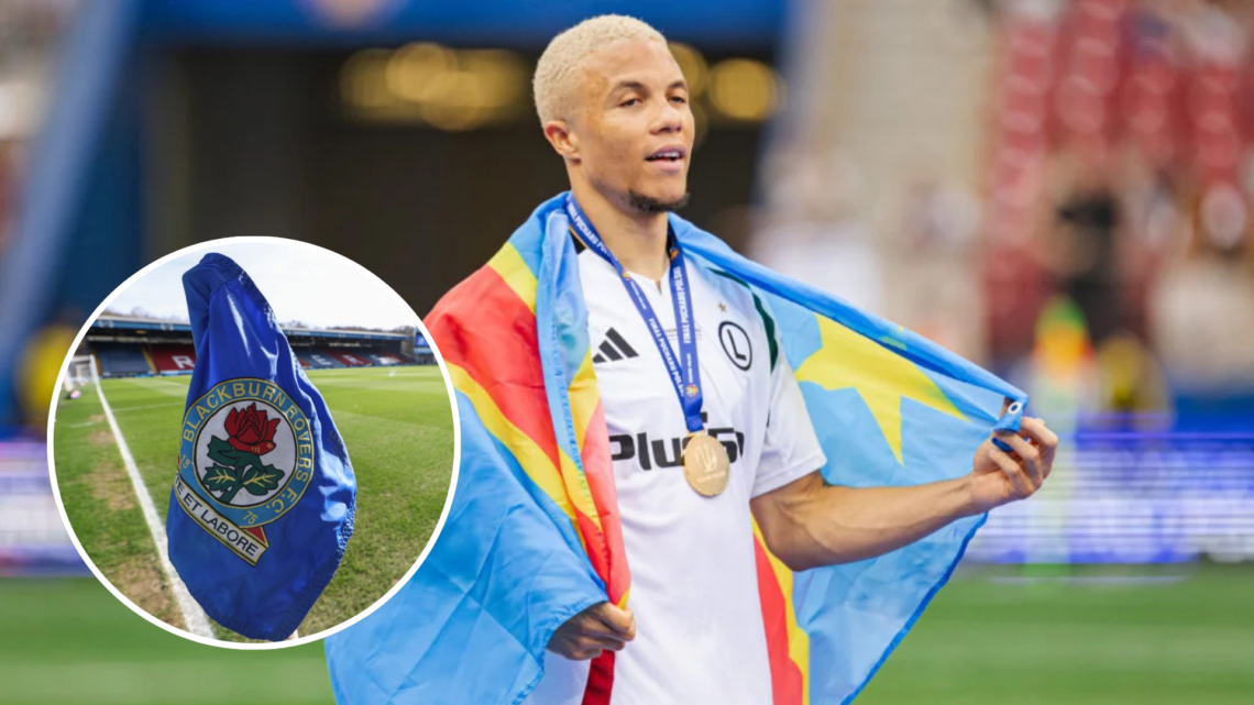 Steve Kapuadi of Legia seen during the ceremony after Polish Cup final 2025 match between Pogon Szczecin and Legia Warszawa. Inset, A general view ...