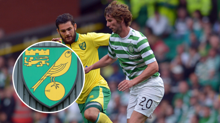 Paddy McCourt of Celtic and Bradley Johnson of Norwich City during the pre-season friendly match between Celtic and Norwich City. Inset, The Norwic...