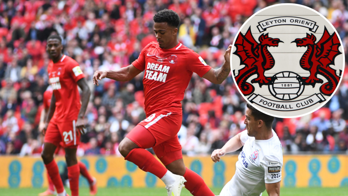 Josh Koroma of Leyton Orient competes for the ball with Andrew Bond of AFC Fylde during the FA Trophy Final match between Leyton Orient and AFC Fyl...