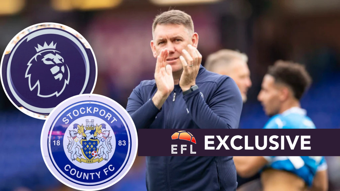 Stockport County F.C. manager Dave Challinor applauds at full time during the Sky Bet League 1 match between Stockport County and Rotherham United ...