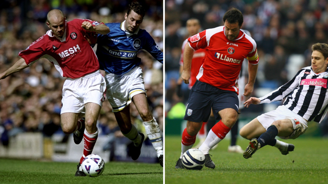 Left, Don Hutchison of Everton is challenged by Danny Mills of Charlton during the FA Carling Premeirship match at the Goodison Park in Liverpool. ...