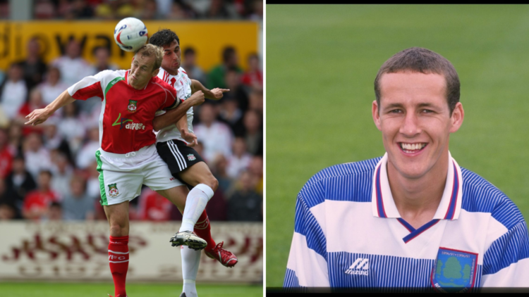 Left, Neil Roberts of Wrexham and Alvaro Arbeloa of Liverpool in action during the Friendly match between Wrexham and Liverpool. Right, A portrait ...