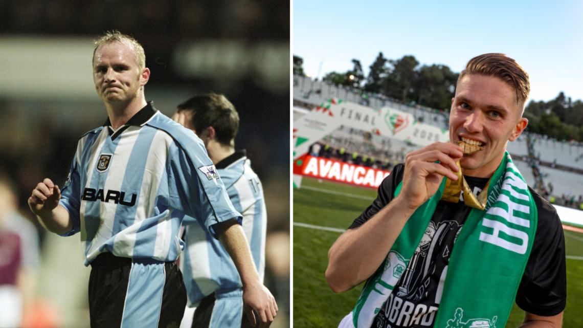 Left, John Hartson of Coventry City has his debut goal disallowed during the FA Carling Premiership match against West Ham. Right, Viktor Gyokeres,...
