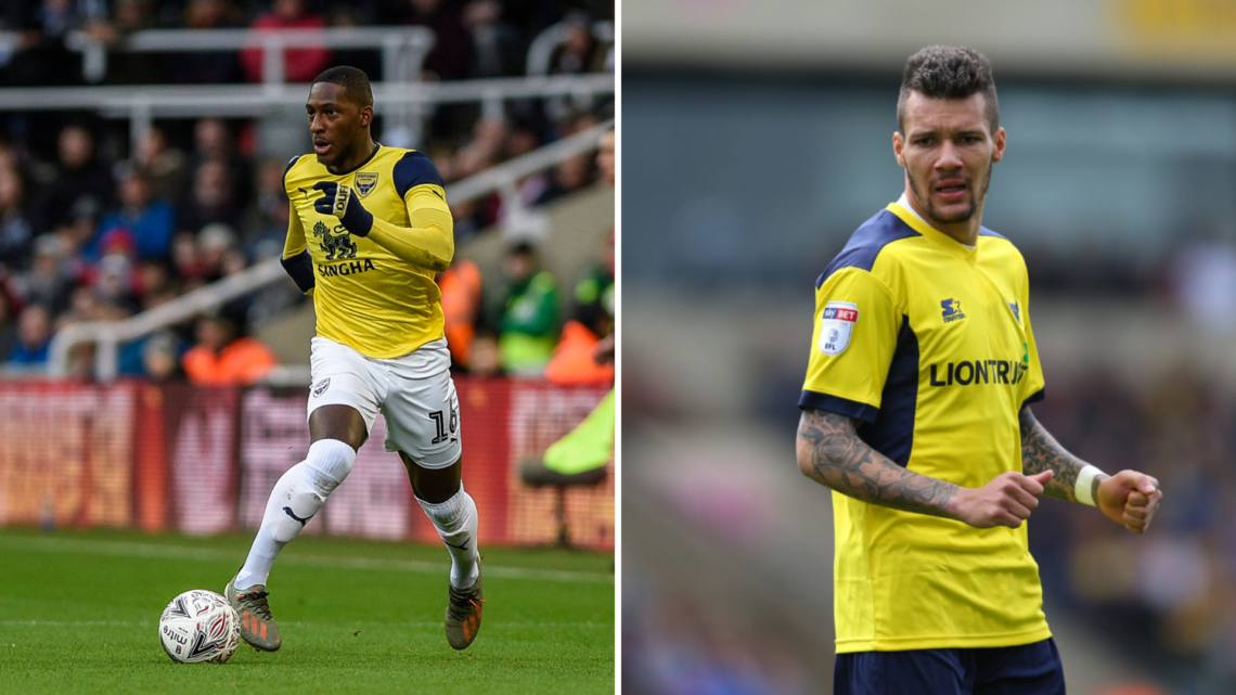 Left, Shandon Baptiste of Oxford during the FA Cup match between Newcastle United and Oxford United. Right, Marvin Johnson of Oxford United during ...