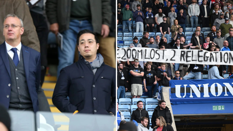 Left, Vice Chairman Aiyawatt Srivaddhanaprabha of Leicester City with Director of Football Jon Rudkin of Leicester City at Liberty Stadium. Right, ...