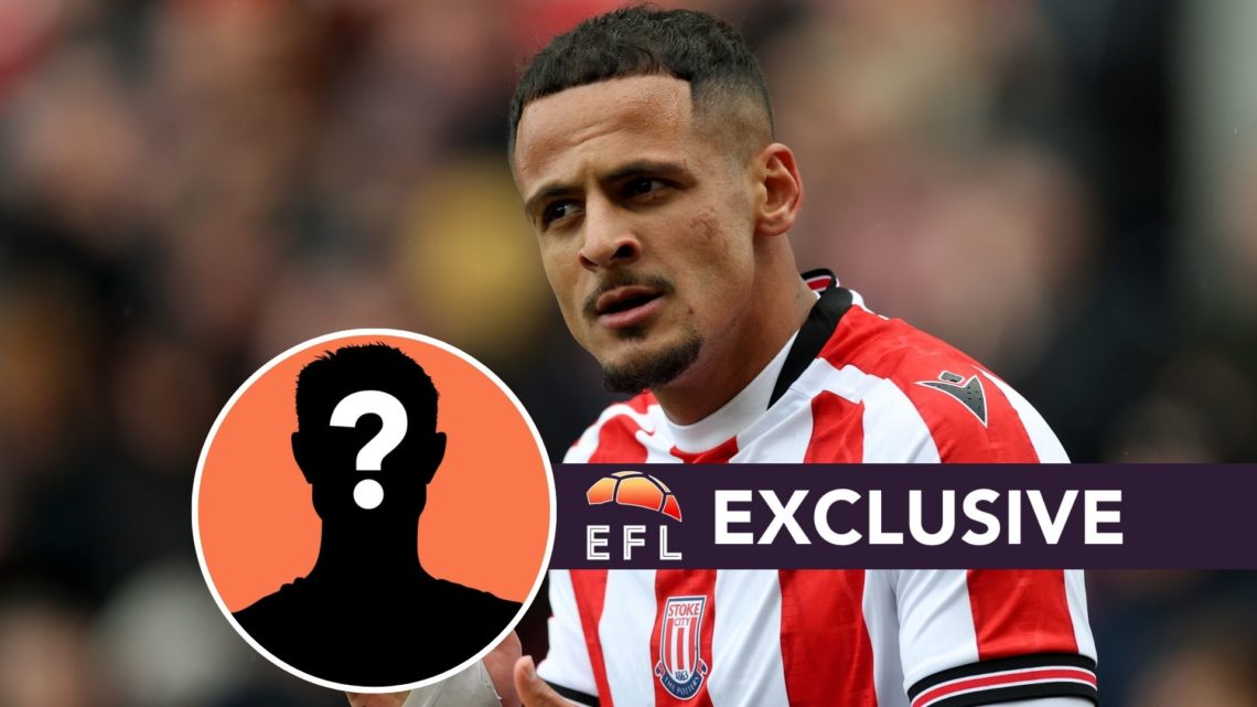 Ali Al-Hamadi during Stoke City FC v Sheffield Wednesday FC - Sky Bet Championship. Inset, Mystery Player. Overlaid, EFL Analysis Exclusive banner