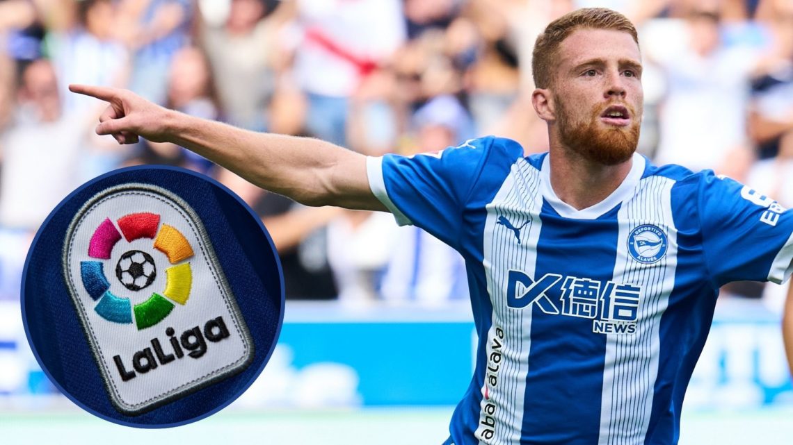 Main image, Carlos Vicente of Deportivo Alaves celebrates after scoring goal during the LaLiga match between Deportivo Alaves and UD Las Palmas at ...