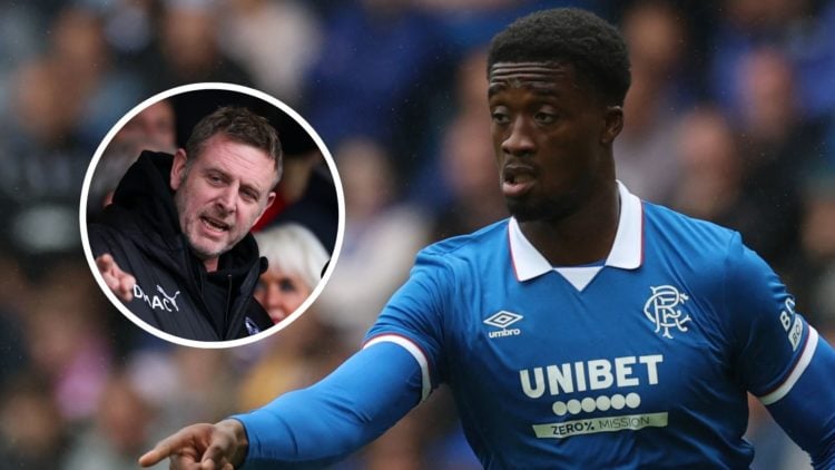Emmanuel Fernandez of Rangers is seen during the pre-season friendly match between Rangers and Club Brugge Peterborough United Chairman. Inset, Dar...
