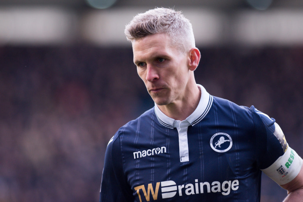 Steve Morison in the FA Cup quarter-final for Millwall against Crystal Palace