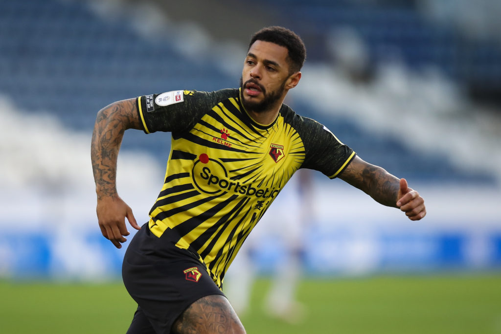 Andre Gray playing for Watford against Huddersfield Town