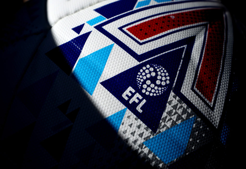 The EFL logo on the match ball
