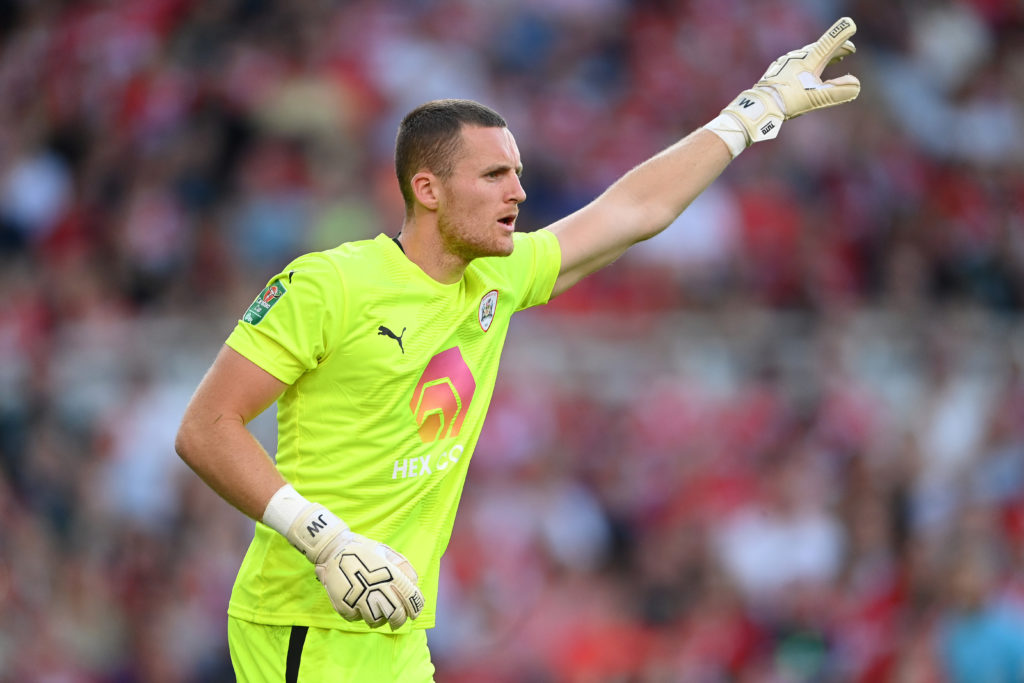 Barnsley goalkeeper Jack Walton reacts during the Carabao Cup First Round match between Middlesbrough and Barnsley at Riverside Stadium.
