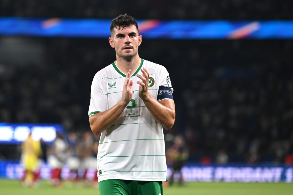 John Egan of Republic of Ireland after the UEFA EURO 2024 Championship qualifying group B match between France and Republic of Ireland