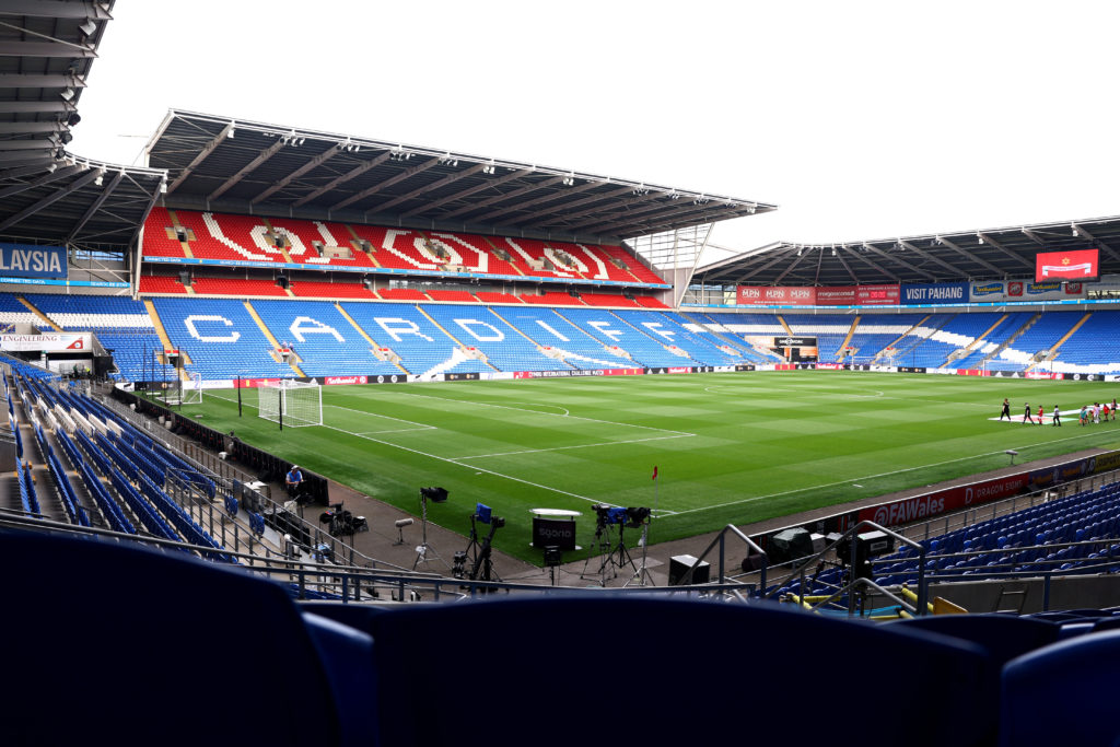 General view of the Ninian Stand inside the stadium prior to the International Friendly match between Wales and Korea Republic at Cardiff City Stadium