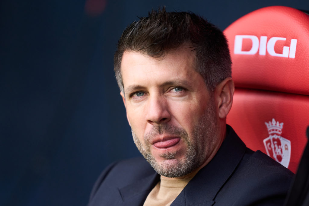Head coach Paulo Pezzolano of Real Valladolid looks on prior to the LaLiga match between CA Osasuna and Real Valladolid CF