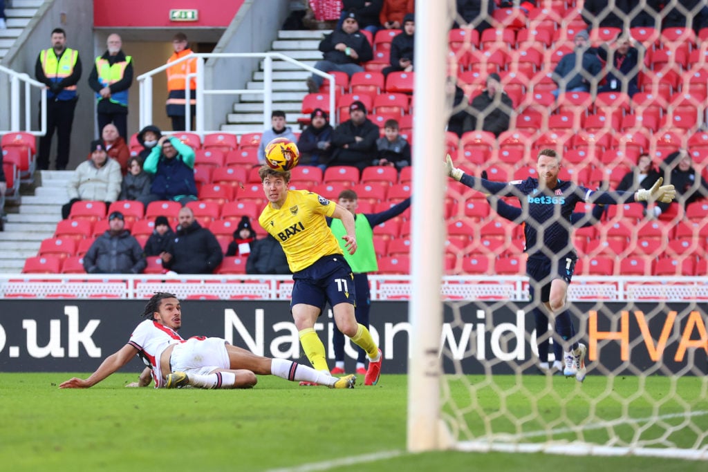 Ole Romeny missing a chance for Oxford against Stoke City