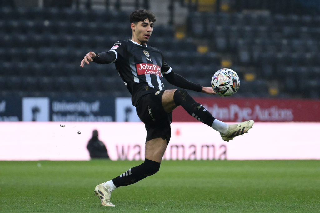 George Abbott playing during Notts County v Morecambe - Sky Bet League 2