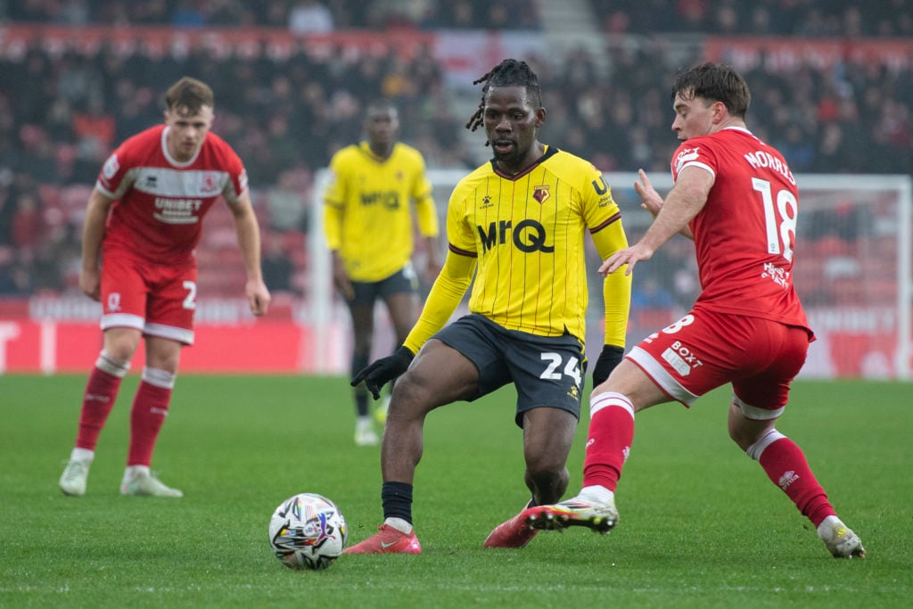 Tom Dele-Bashiru for Watford against Middlesbrough